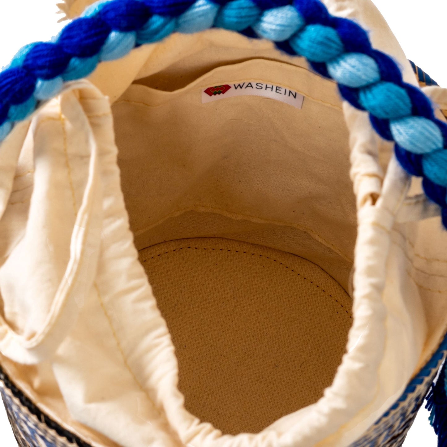 Small Blue Wave Woven Straw Bucket Bag BAG WASHEIN