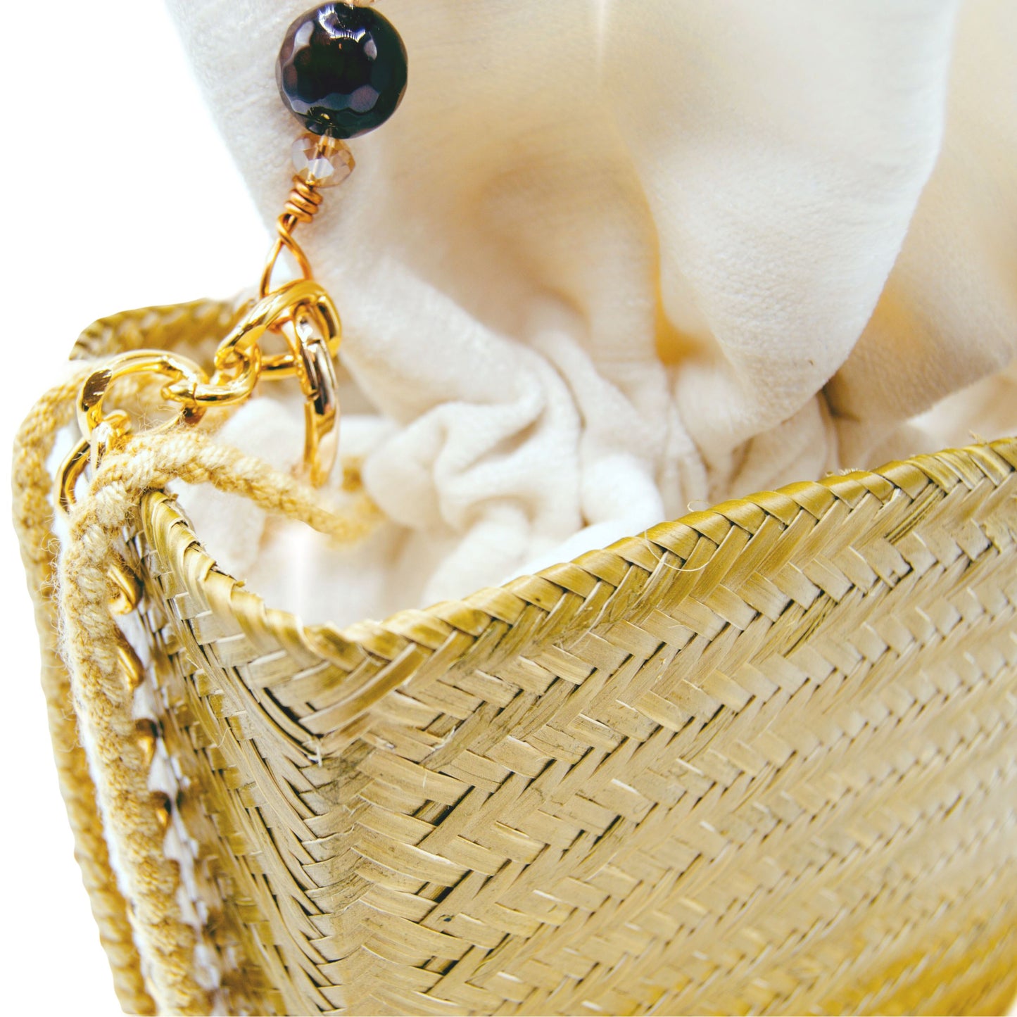 Tuparro Gold Small Handwoven Straw Basket Bag BAG WASHEIN