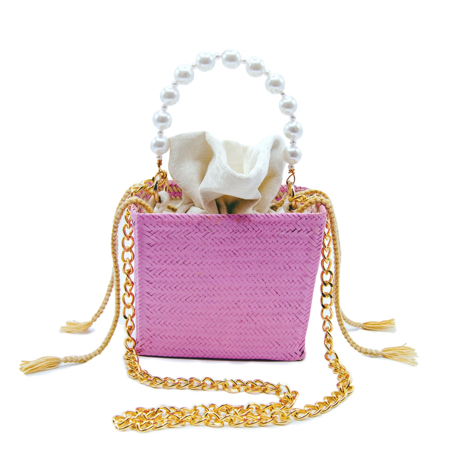 Tuparro Pink Small Handwoven Straw Basket Bag BAG WASHEIN