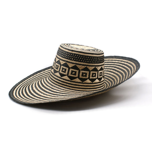 Urariyu Black Wide Brim Straw Hat Hat WASHEIN