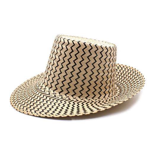 Viajero Black Short Brim Straw Hat Hat WASHEIN