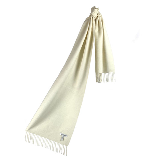 White Baby Alpaca Fringed Scarf Scarf WASHEIN