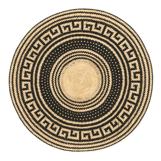 Woven Natural Straw Black Circular Placemats Placemats WASHEIN