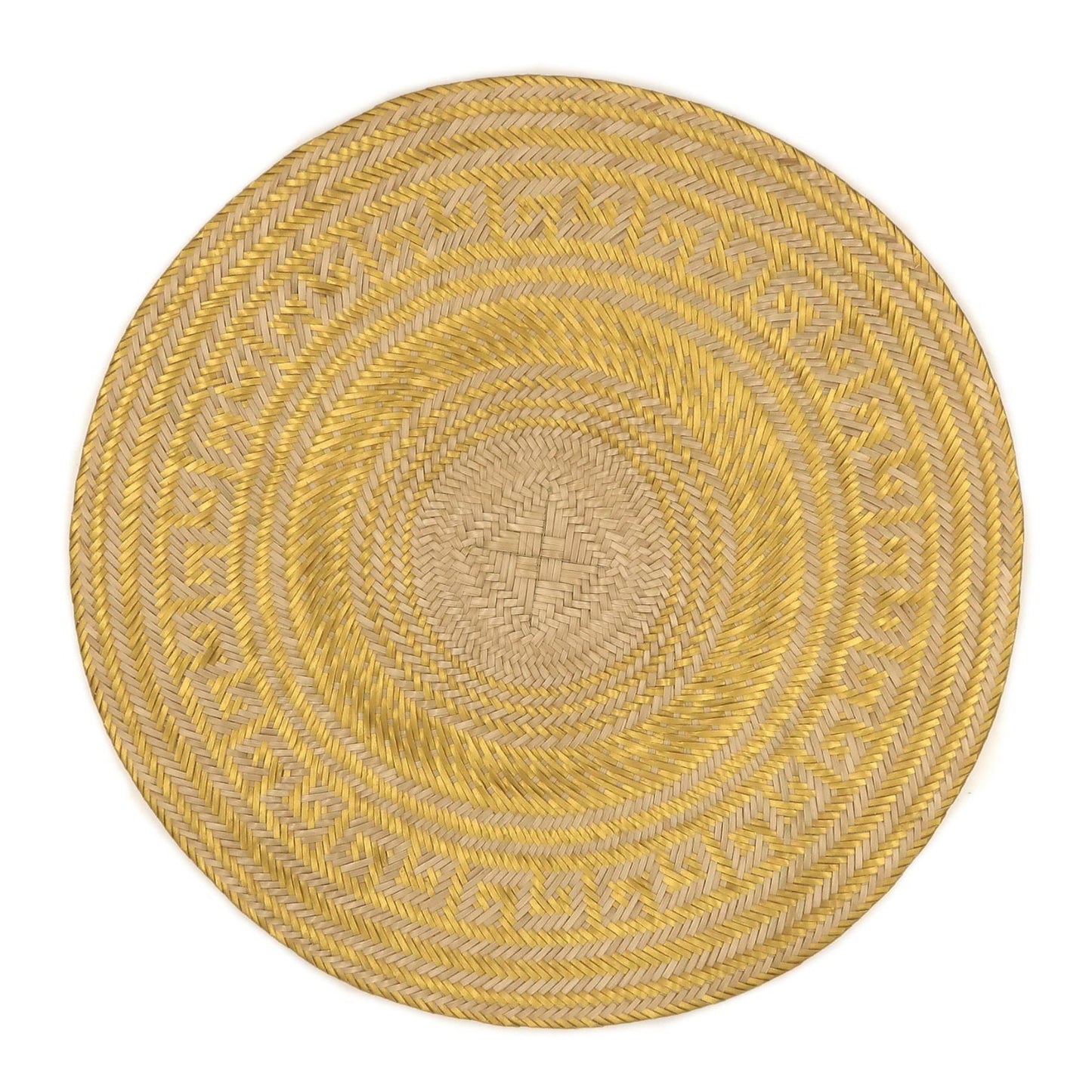 Woven Natural Straw Gold Round Placemats Placemats WASHEIN
