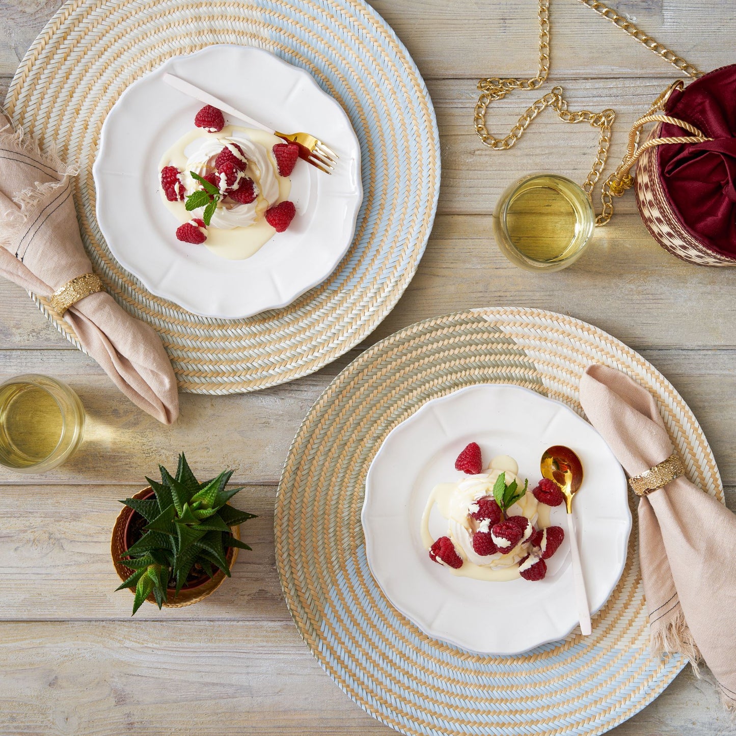 Woven Natural Straw Multicolour Round Placemats Placemats WASHEIN