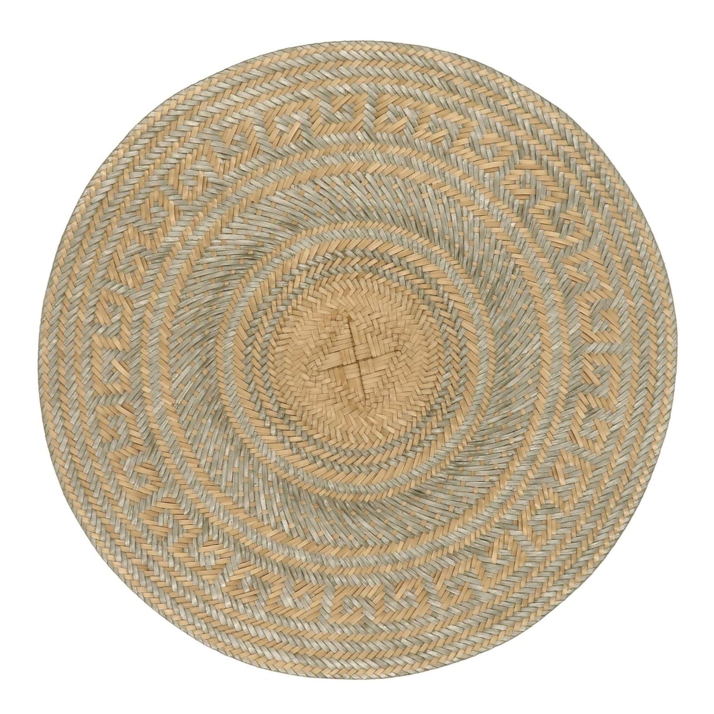 Woven Natural Straw Silver Round Placemats Placemats WASHEIN