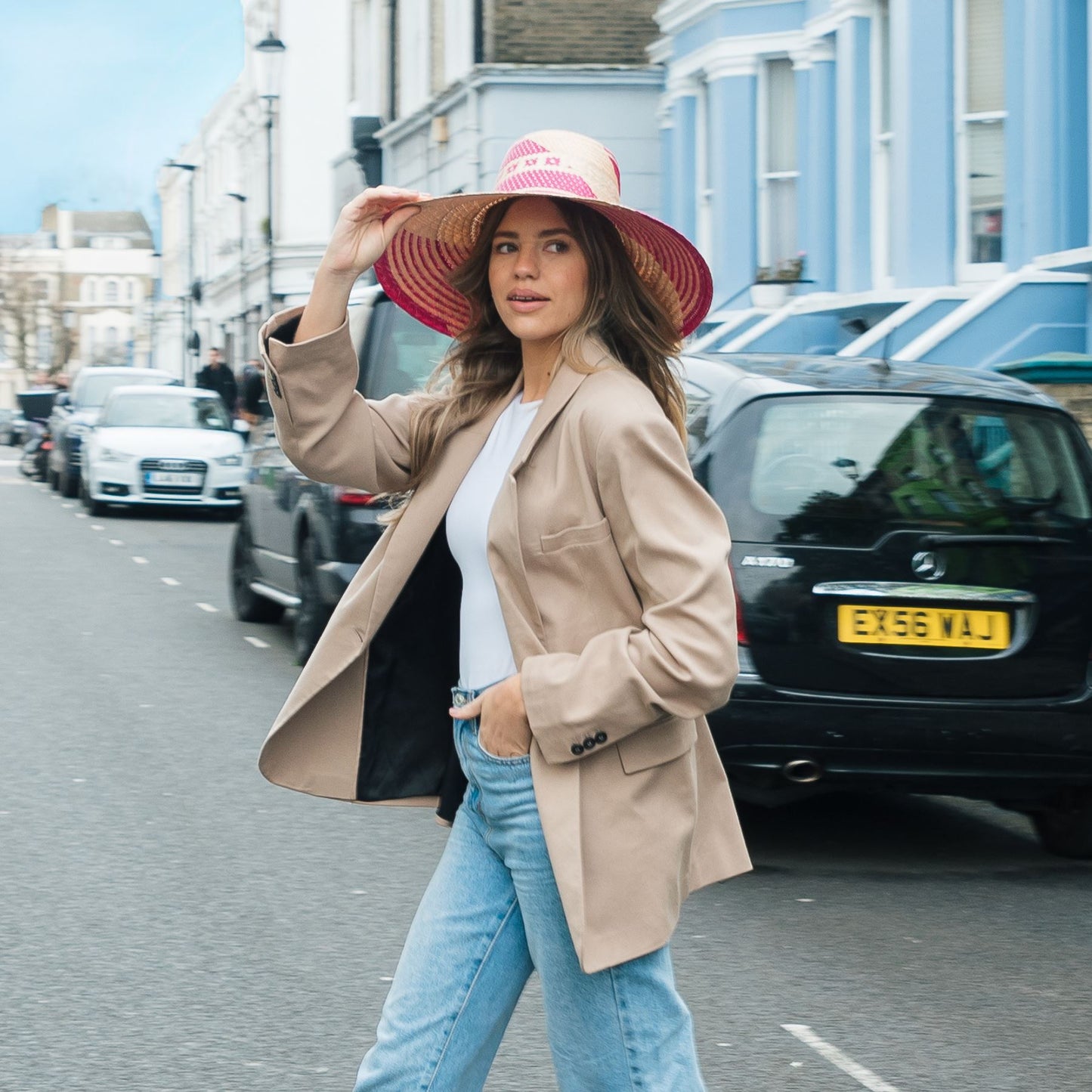 Yonna Fuchsia Wide Brim Straw Hat Hat WASHEIN