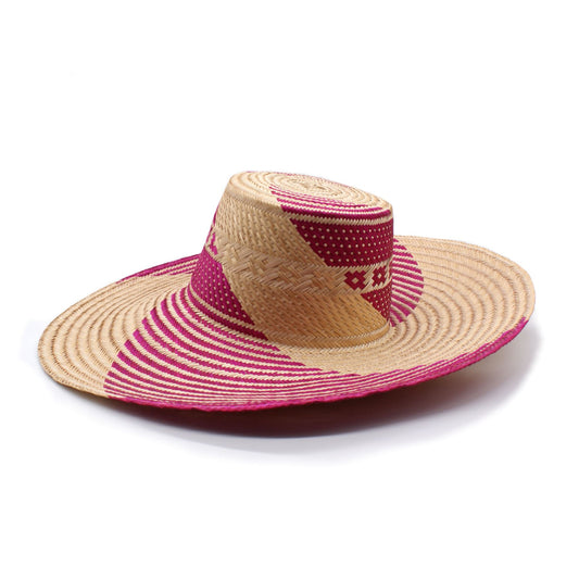 Yonna Fuchsia Wide Brim Straw Hat Hat WASHEIN