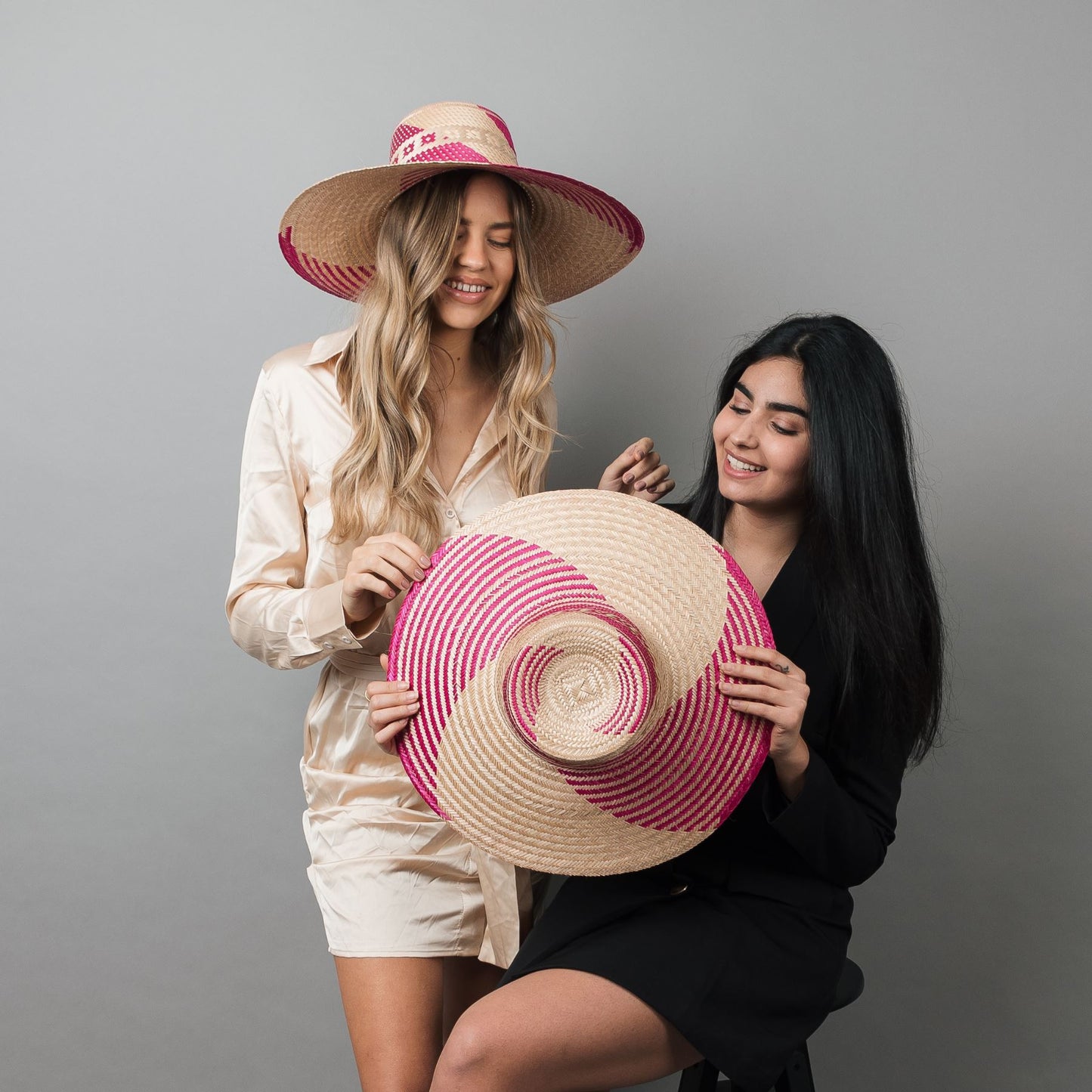 Yonna Fuchsia Wide Brim Straw Hat Hat WASHEIN