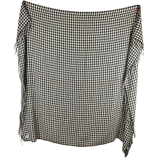 Black Houndstooth Premium Baby Alpaca Throw Throws WASHEIN 