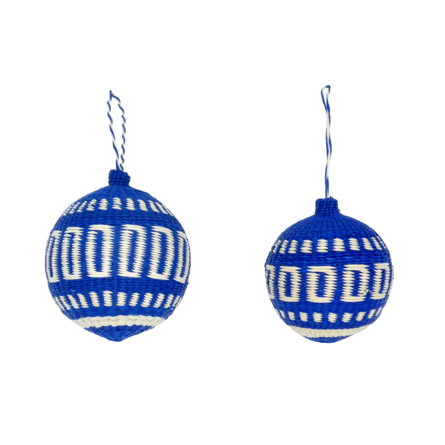 Blue Patterned Christmas Tree Baubles Pack of 3 Bauble WASHEIN 8cm 