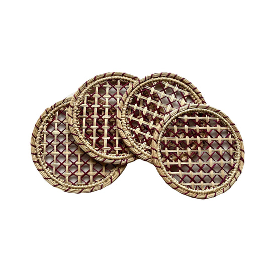 Burgundy Straw Coasters coaster WASHEIN 