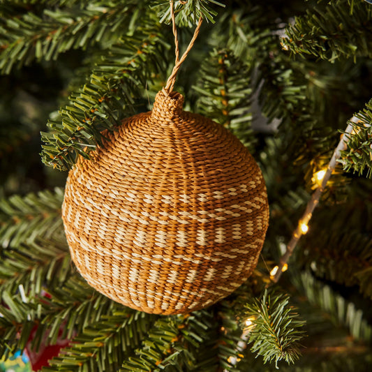 Gold & Natural Christmas Tree Baubles Pack of 3 Bauble WASHEIN 