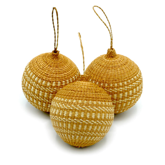 Gold & Natural Christmas Tree Baubles Pack of 3 Bauble WASHEIN 