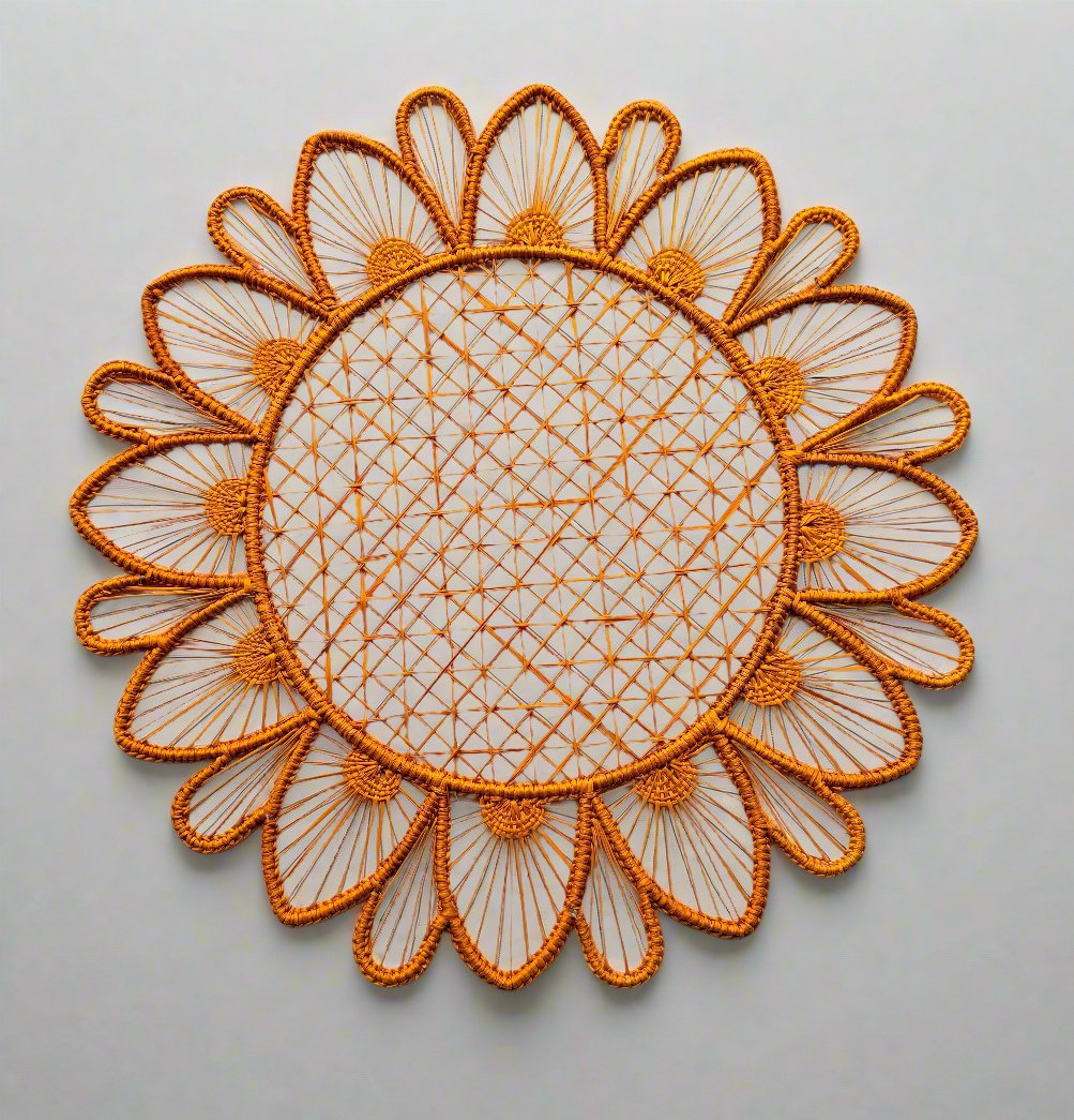 Orange Flower Placemats Placemats WASHEIN 