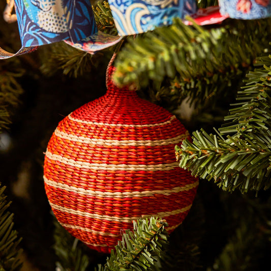 Orange & Red Christmas Tree Baubles Pack of 3 Bauble WASHEIN 