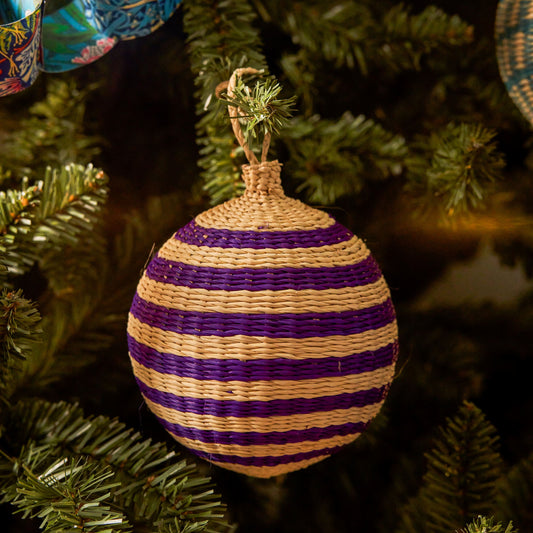 Purple & White Christmas Tree Baubles Pack of 3 Bauble WASHEIN 