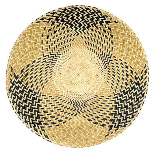 Set x 4 Natural Straw Black & Gold Round Placemats Placemats WASHEIN 