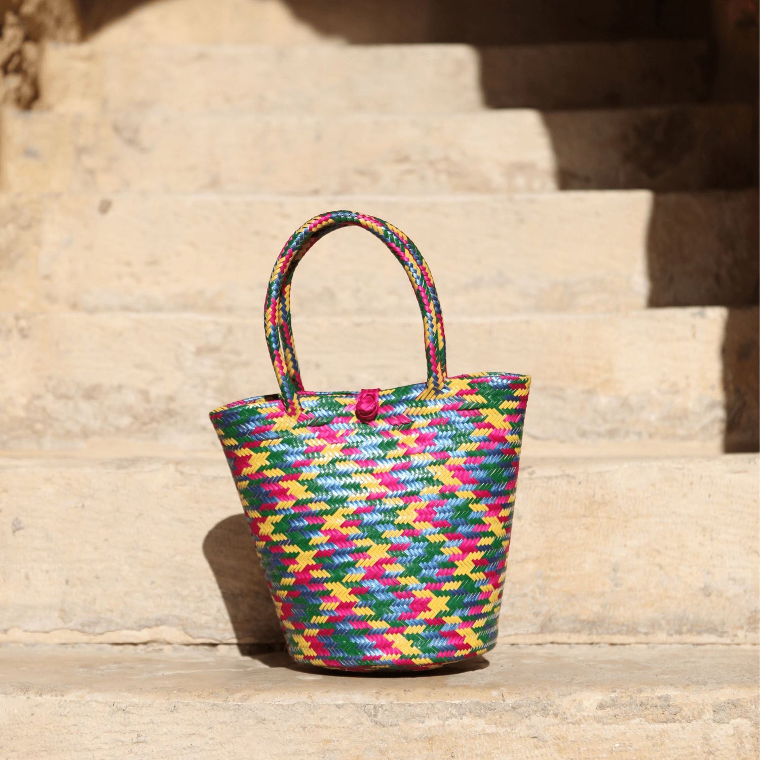 Arcoiris Multicolor Mini Tote Straw Bag BAG WASHEIN 