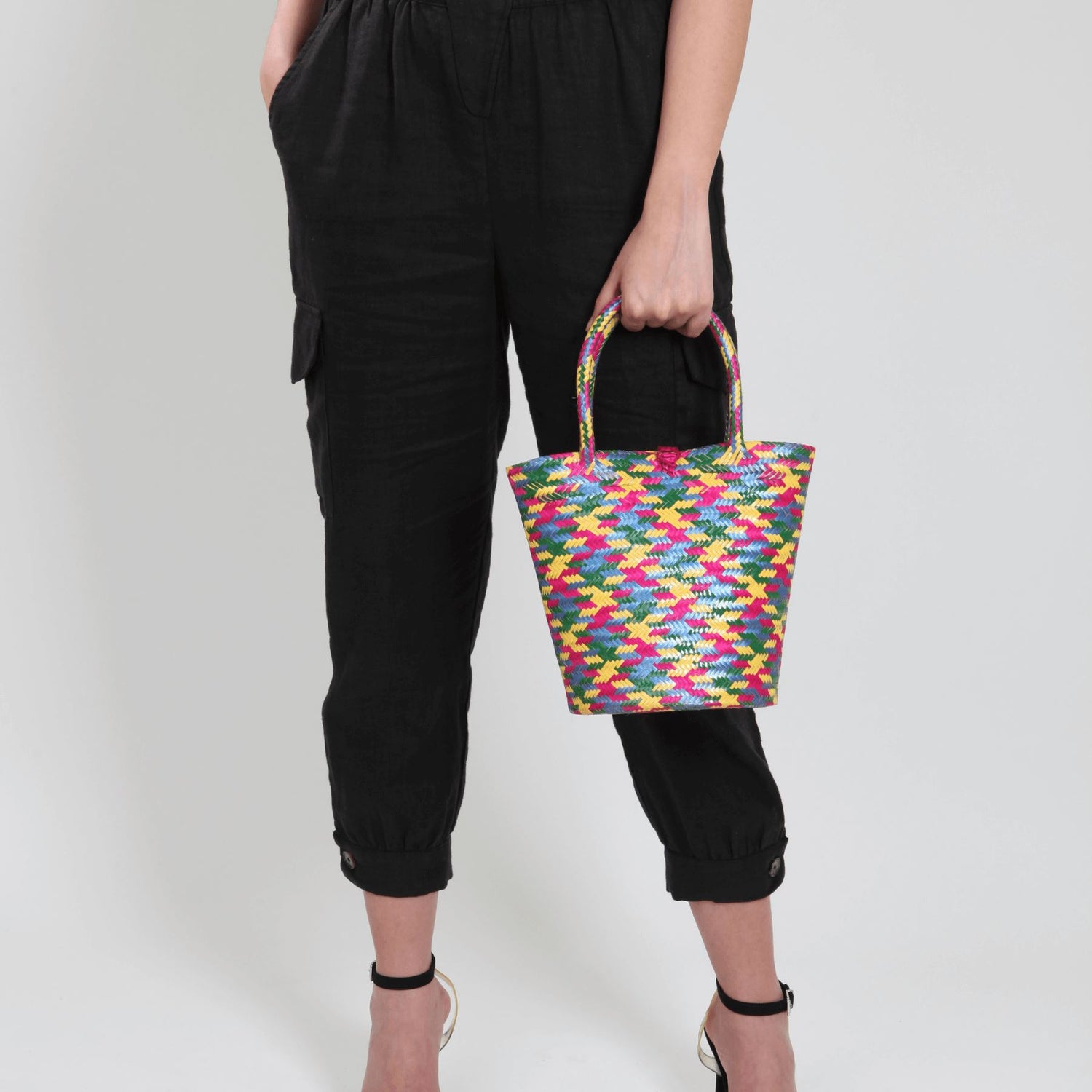 Arcoiris Multicolor Mini Tote Straw Bag BAG WASHEIN 
