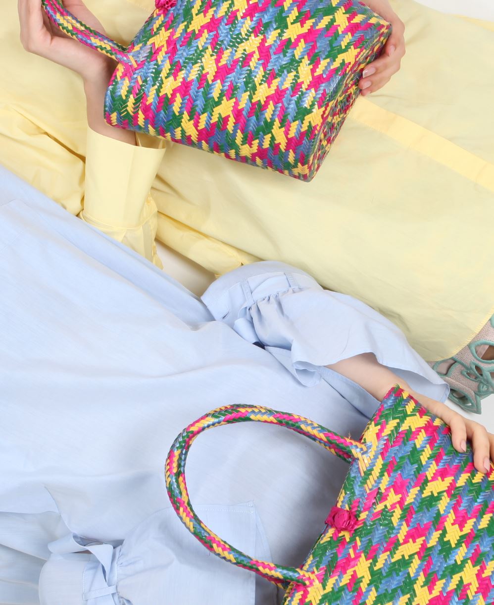 Arcoiris Multicolor Mini Tote Straw Bag BAG WASHEIN 