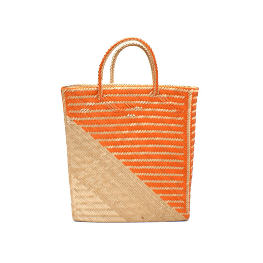 Capri Medium Orange Straw Basket Bag BAG WASHEIN 