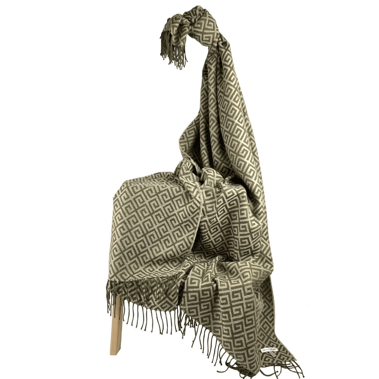 Green Ethnic Premium Baby Alpaca Throw Throws WASHEIN 