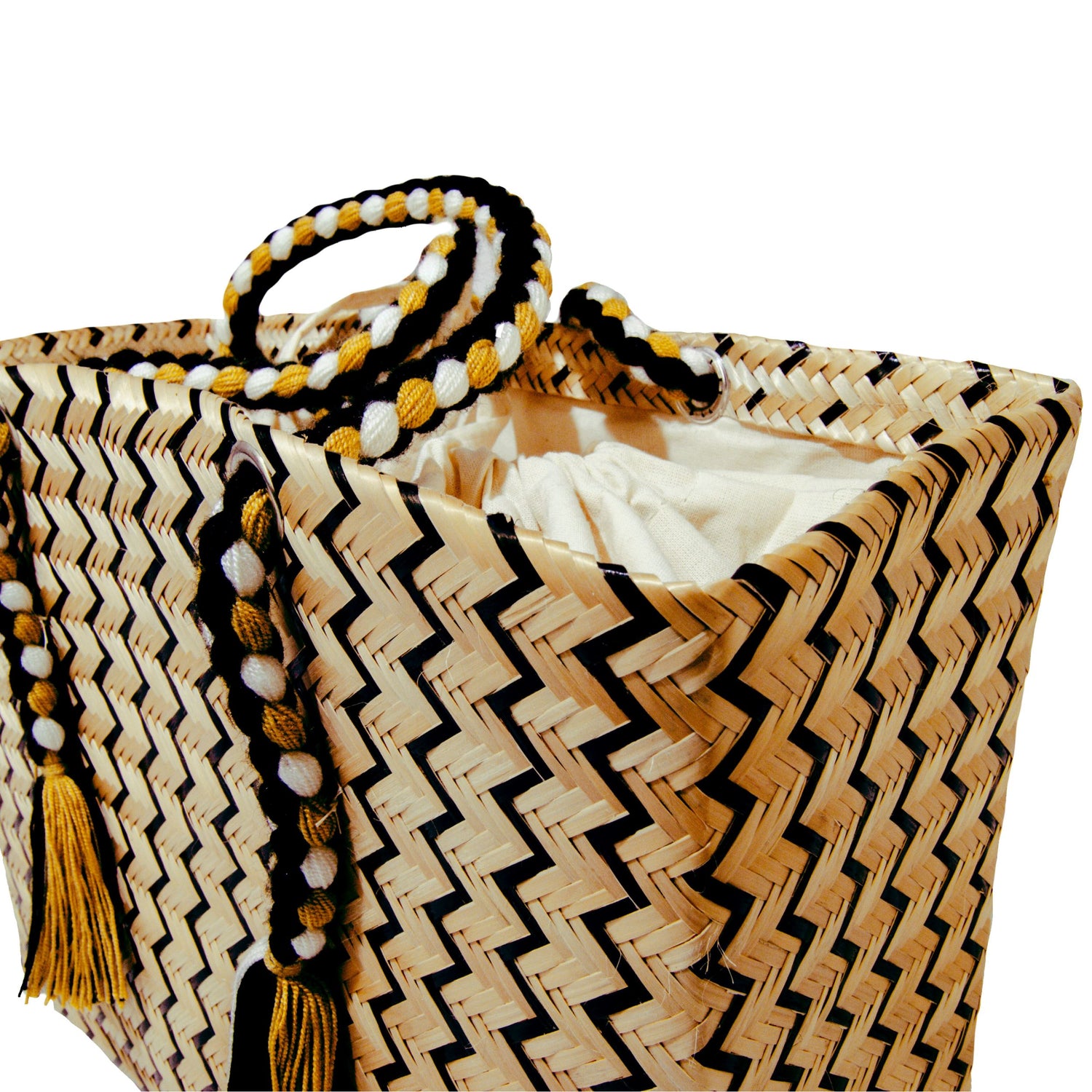 Serrana Natural & Black Straw Basket Bag BAG WASHEIN 