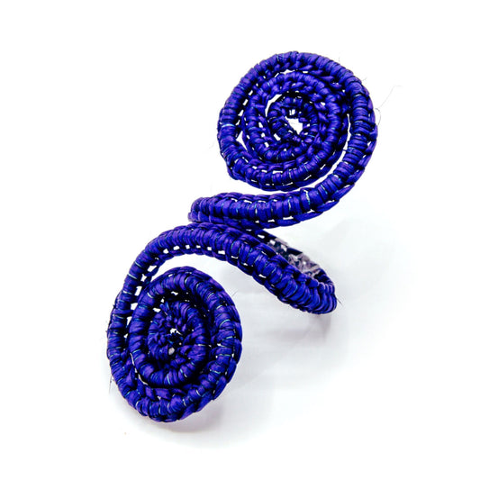 Set X 4 Woven Natural Iraca Straw Blue Spiral Napkin Rings Napkin Rings WASHEIN 