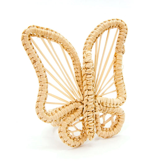 Set X 4 Woven Natural Iraca Straw Butterfly Napkin Rings Napkin Rings WASHEIN 