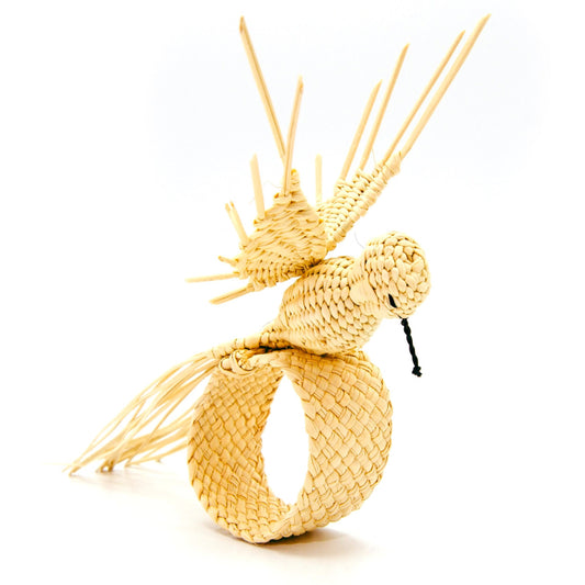 Set X 4 Woven Natural Iraca Straw Hummingbird Napkin Rings Napkin Rings WASHEIN 