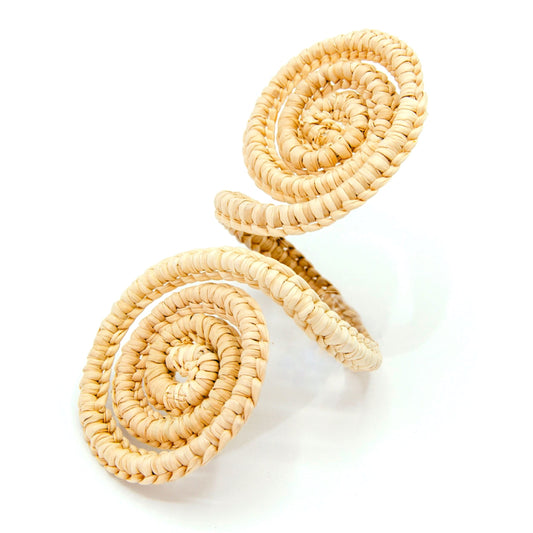 Set X 4 Woven Natural Iraca Straw Spiral Napkin Rings Napkin Rings WASHEIN 