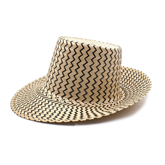 Viajero Black Short Brim Straw Hat Hat WASHEIN 