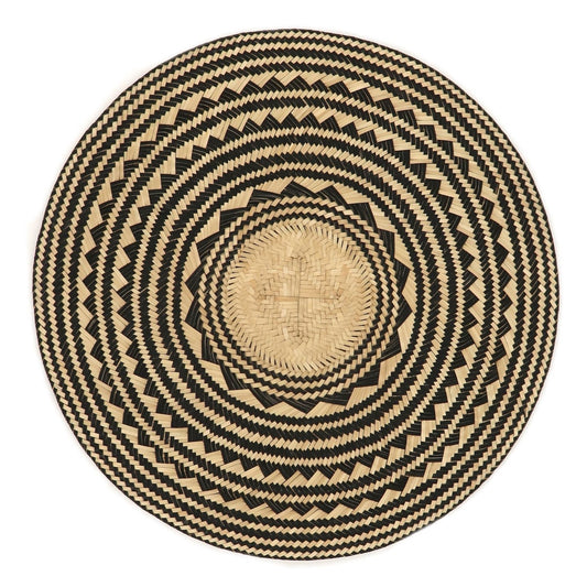 Woven Natural Straw Black Round Placemats Placemats WASHEIN 