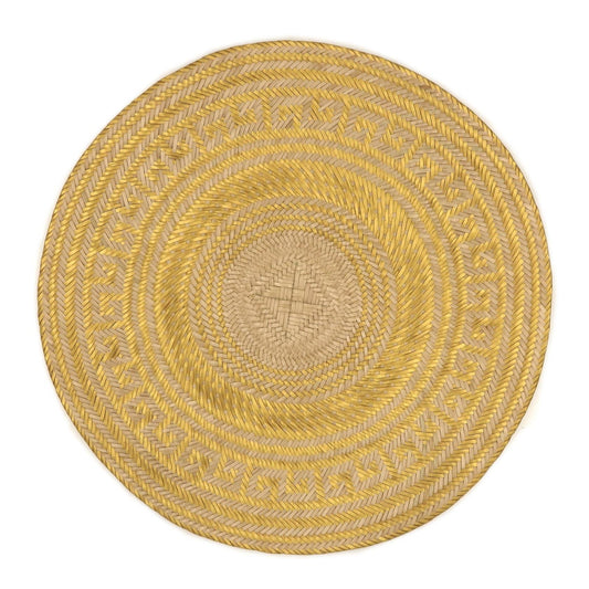 Woven Natural Straw Gold Round Placemats Placemats WASHEIN 