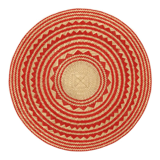 Woven Natural Straw Red Round Placemats Baskets WASHEIN 