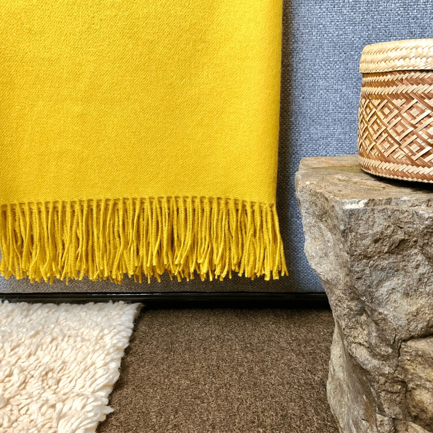 Yellow Classic Premium Baby Alpaca Throw Throws WASHEIN 